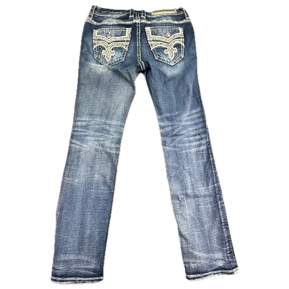 Rock Revival Easy Straight Jeans Womens 28 Blue Dea Flap Pocket EP2689E-J200S